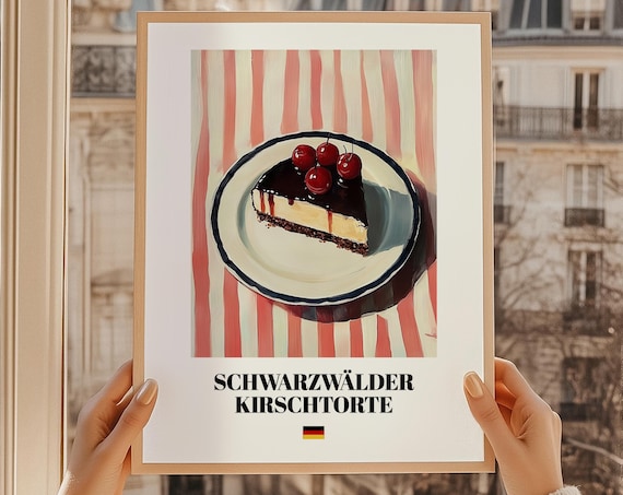 Schwarzwlder Kirschtorte Wall Decor German Cafe Art Dessert Cuisine Poster