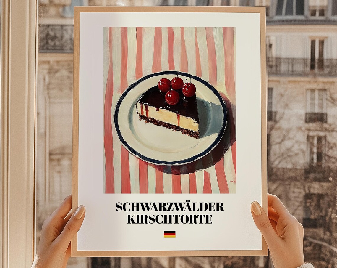 Schwarzwlder Kirschtorte Wall Decor German Cafe Art Dessert Cuisine Poster