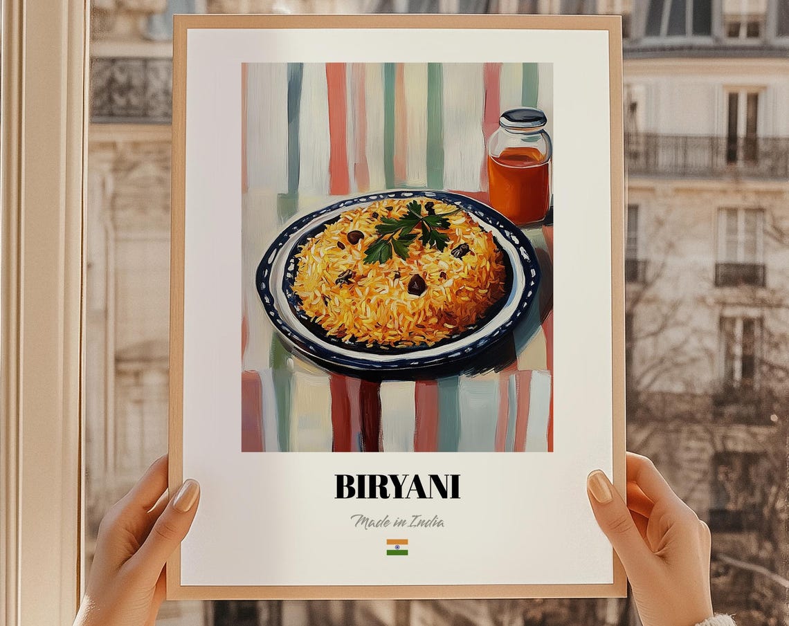 Biryani Indian Fragrant Rice Dish Food Illustration Kitchen Poster