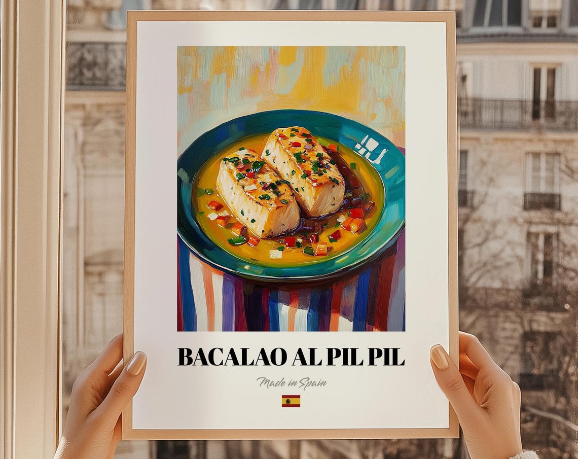 Bacalao al Pil Pil Spanish Cod Fish Plate Art Kitchen Poster