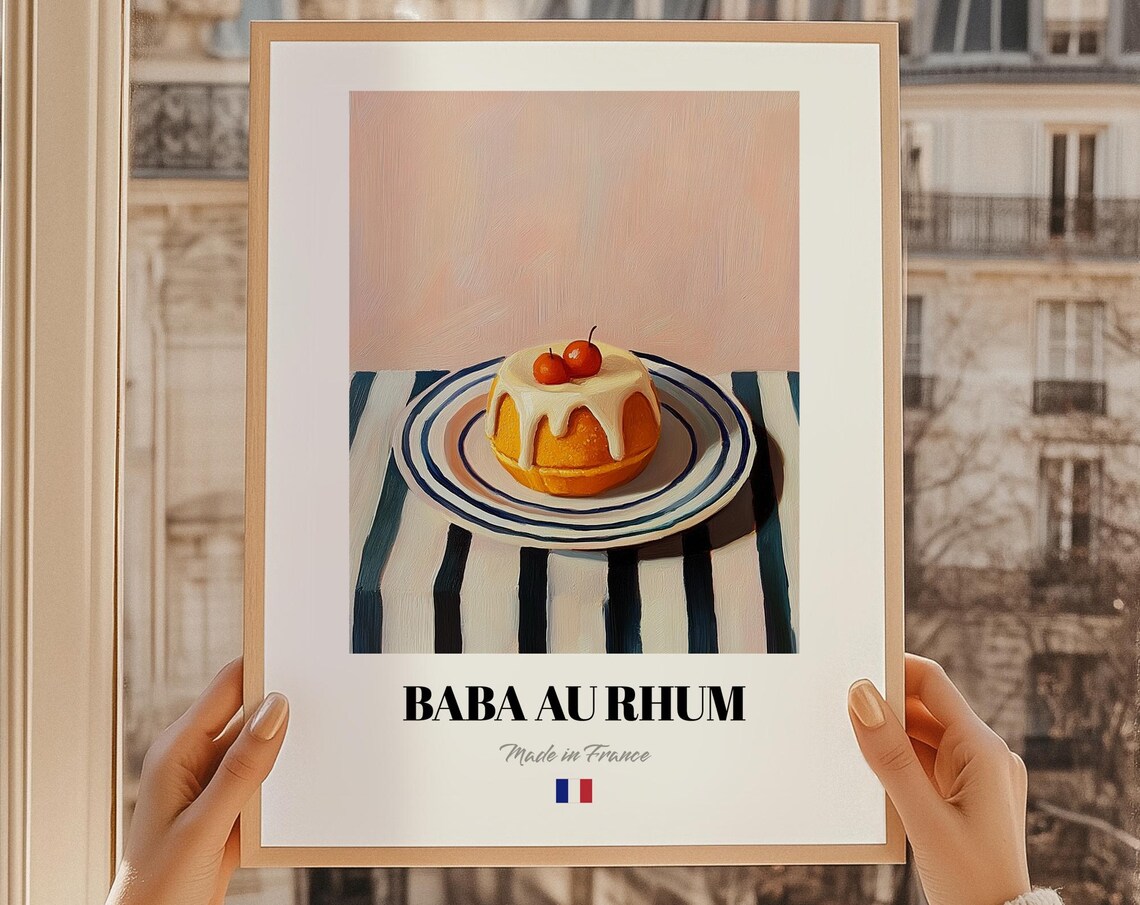 Baba Au Rhum French Dessert Poster, Kitchen Wall Art