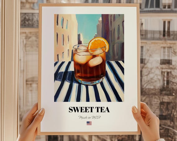 Sweet Tea Beverage Poster Bar Dcor Wall Art Us Friend Gift Dining Room