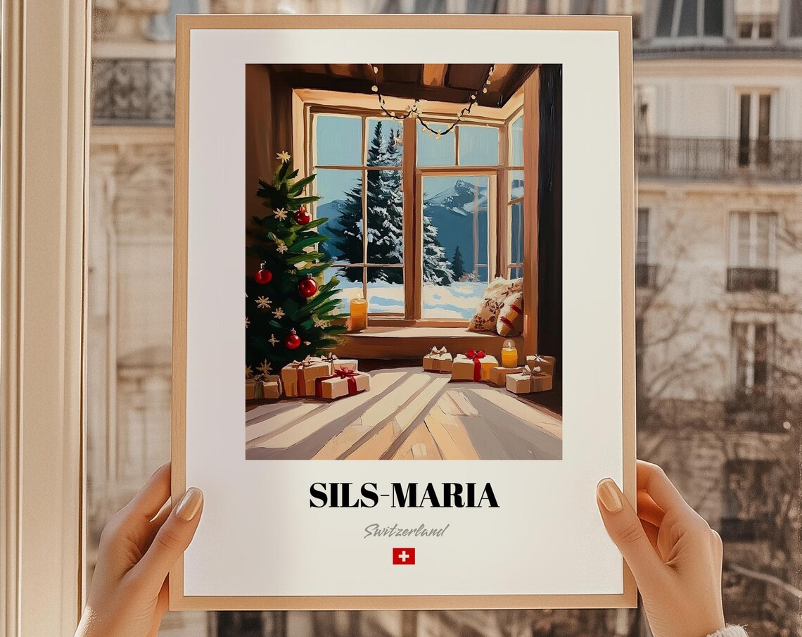 Silsmaria Switzerland Ski Resort Wall Art Print Poster Christmas Gift