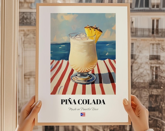 Piña Colada Puerto Rico Pineapple Cocktail Beach Drink Painting Bar Wall Art