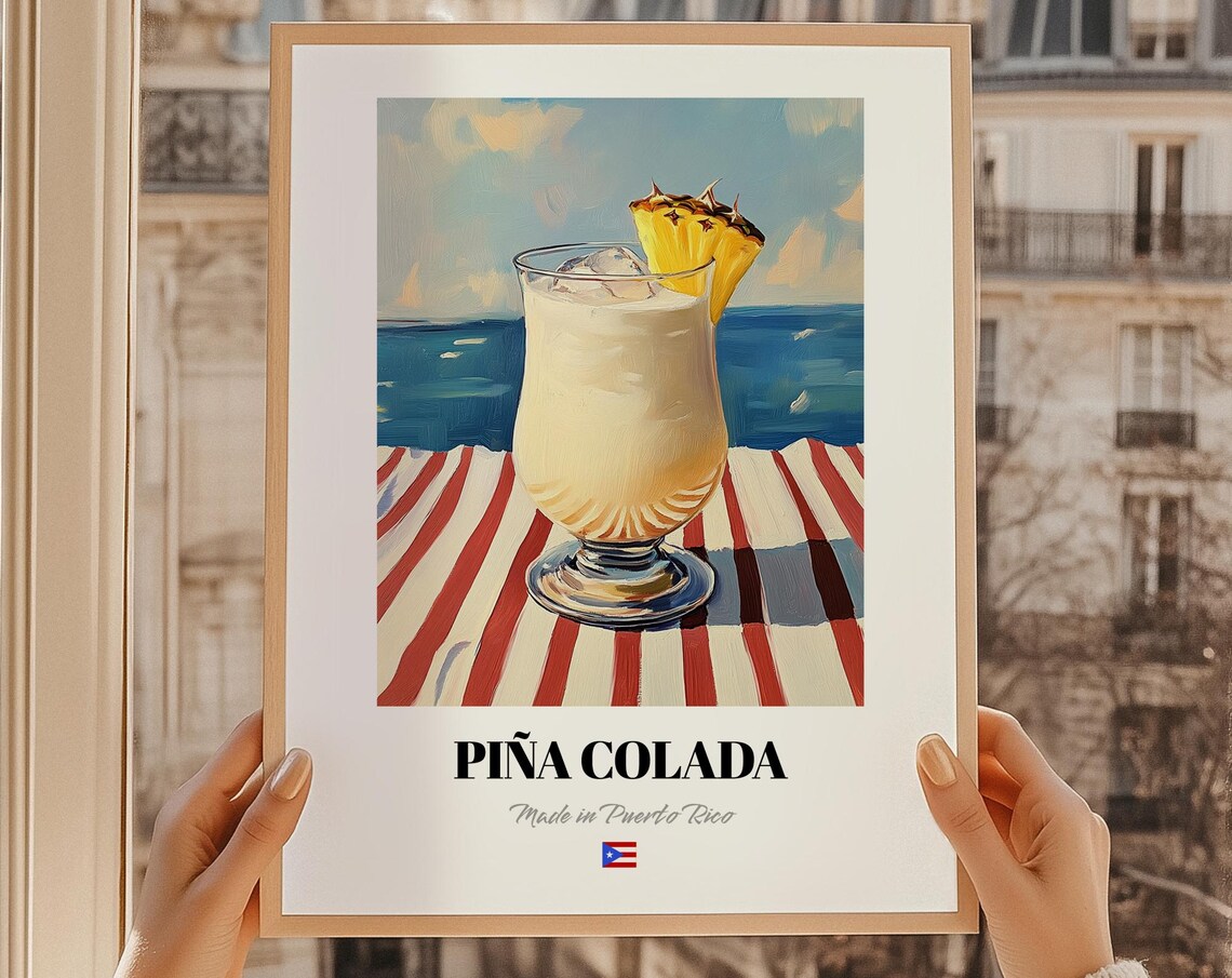 Pia Colada Puerto Rican Drink Poster Bar Dcor Wall Art Friend Dining Room