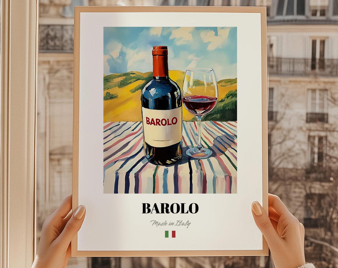 Barolo Italian Red Wine Bottle Made in Italy Bar Wall Poster