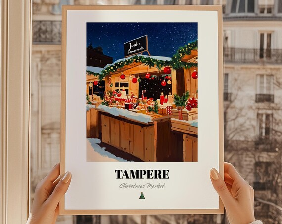 Tampere Finland Christmas Market Wall Art Print Poster Joululahja Joulu Tampereella