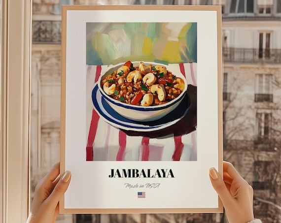 Jambalaya Rice Dish American Cuisine Oil Painting Kitchen Poster