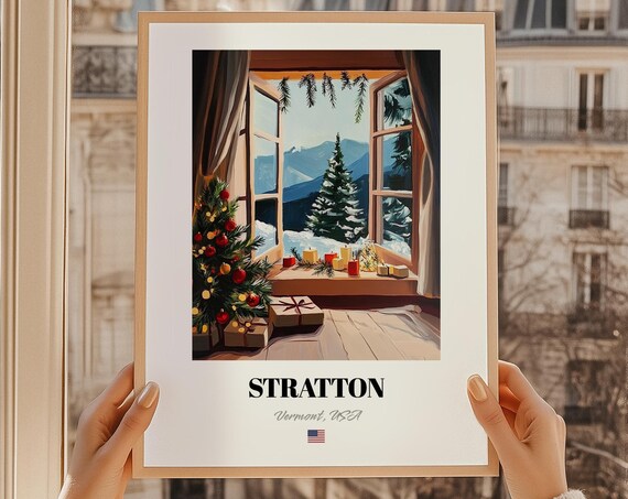 Stratton Vermont Usa Ski Resort Wall Art Print Poster Christmas Gift