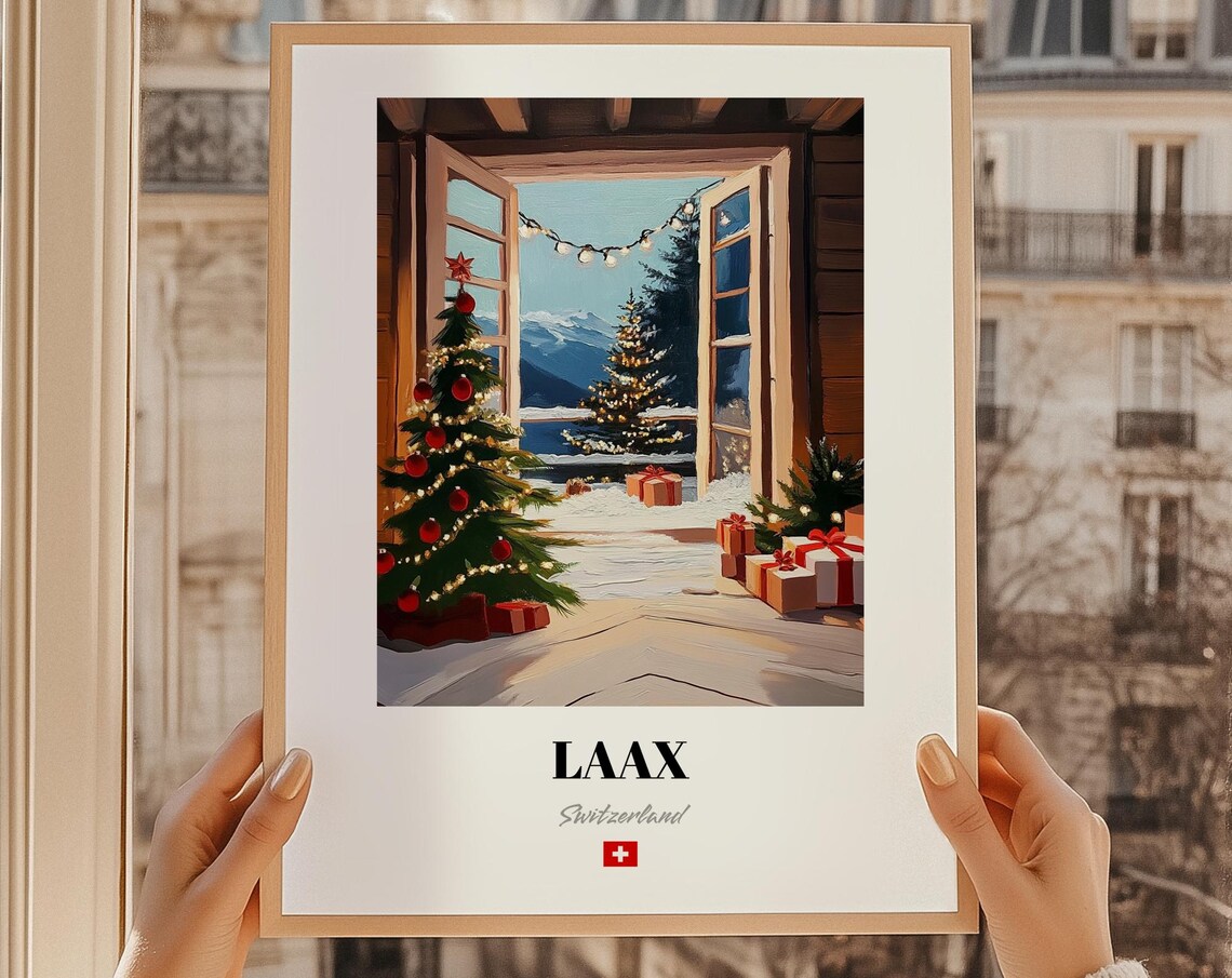 Laax Switzerland Ski Resort Wall Art Print Poster Christmas Gift