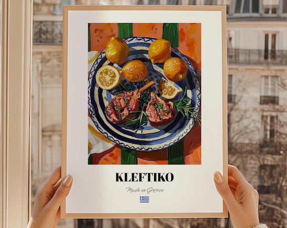 Kleftiko Greek Food Poster Restaurant Wall Art Dining Room