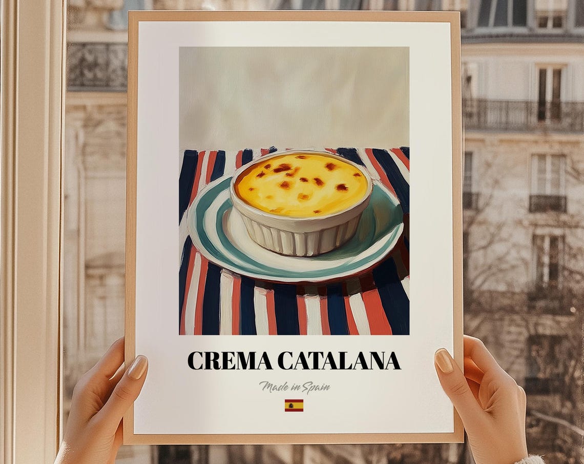 Crema Catalana Ramekin Spanish Dessert Brunch Kitchen Art Poster