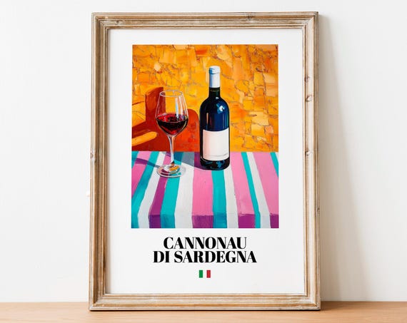 Cannonau Di Sardegna Italian Red Wine Bottle Glass Art Poster