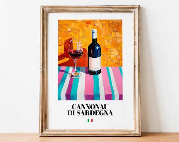 Cannonau Di Sardegna Wall Art Print Poster Sardinian Wine Artwork For Kitchens