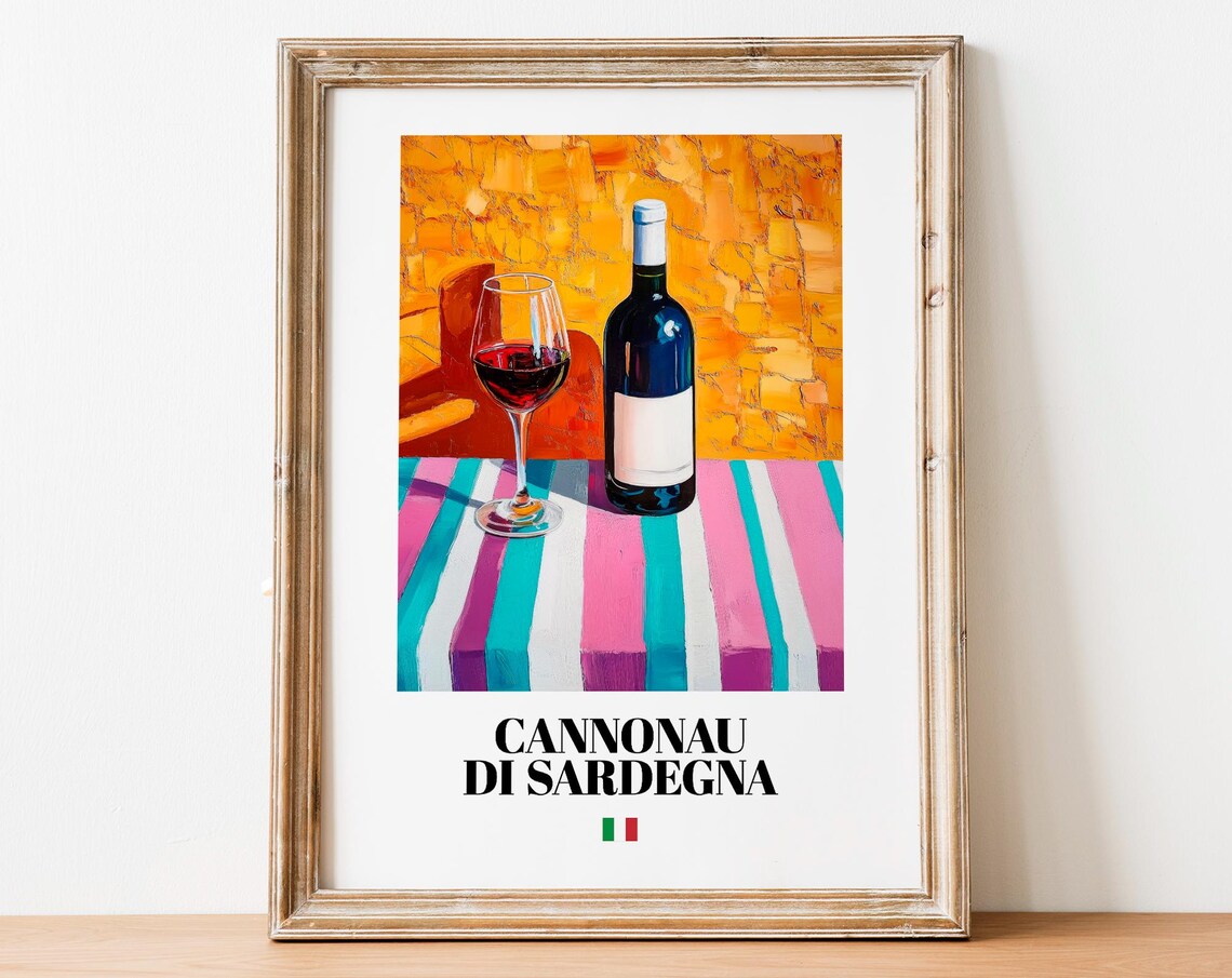 Cannonau Di Sardegna Wall Art Print Poster Sardinian Wine Artwork For Kitchens