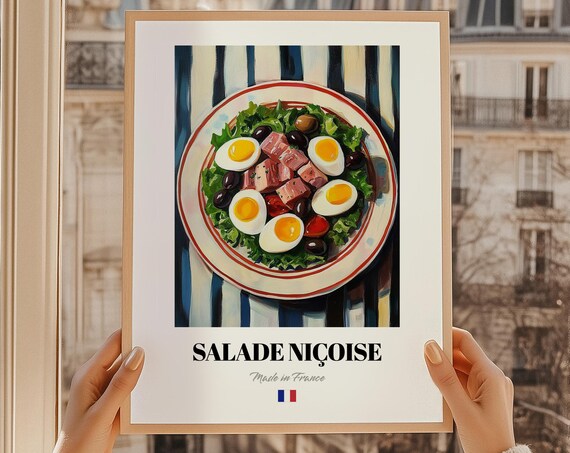 Salade Nioise French Food Wall Art Drinks Snack Bar Recipe Cards Menu Design Dining Room Poster