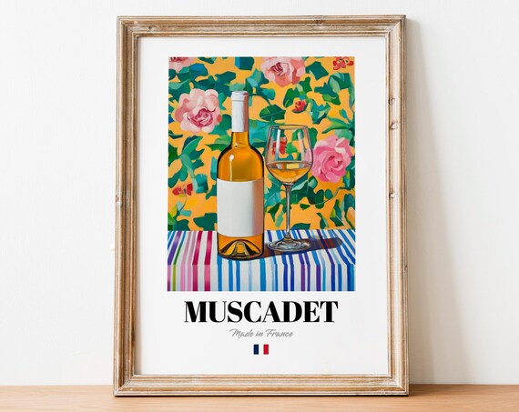 Muscadet Wine Wall Art Print Poster Refreshing French White For Kitchens