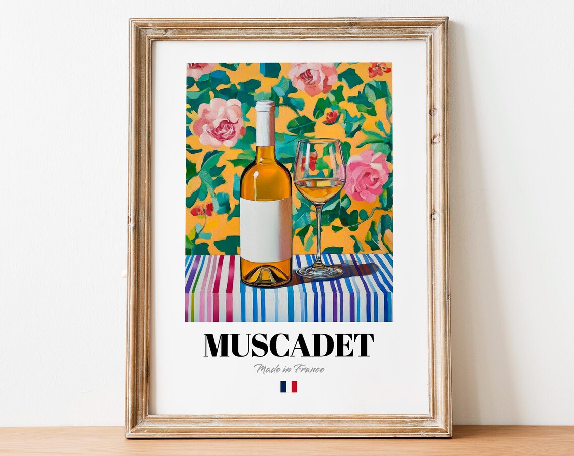 Muscadet Wine Wall Art Print Poster Refreshing French White For Kitchens