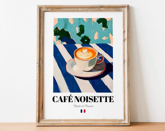 French Caf Noisette Art Print Poster Hazelnut Coffee Artwork For Bistros And Homes