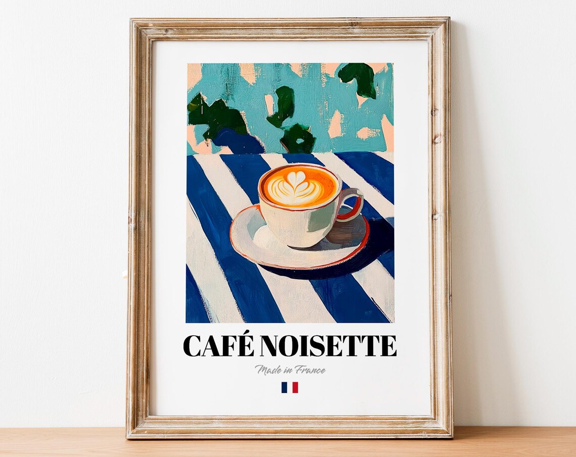 French Caf Noisette Art Print Poster Hazelnut Coffee Artwork For Bistros And Homes
