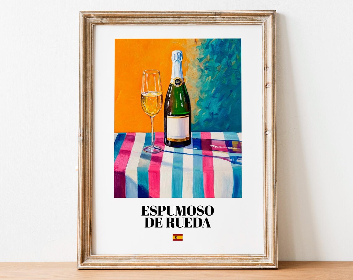 Espumoso De Rueda Wall Art Print Poster Refreshing Sparkling Wine Artwork For Kitchens