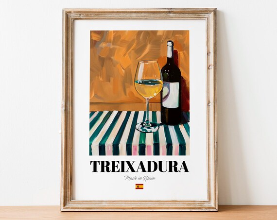 Spanish Treixadura Art Print Poster Vineyard Artwork For Cafs And Restaurants