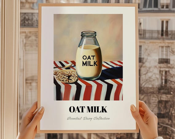 Oat Milk Dairy Painting Pantry Wall Art Print Chef Gift Restaurant Decor Kitchen