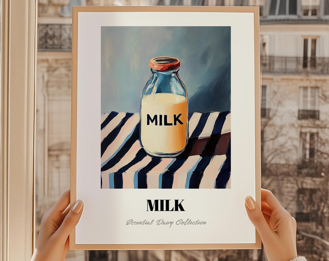 Milk Dairy Vintage Art Print, Kitchen Wall Decor
