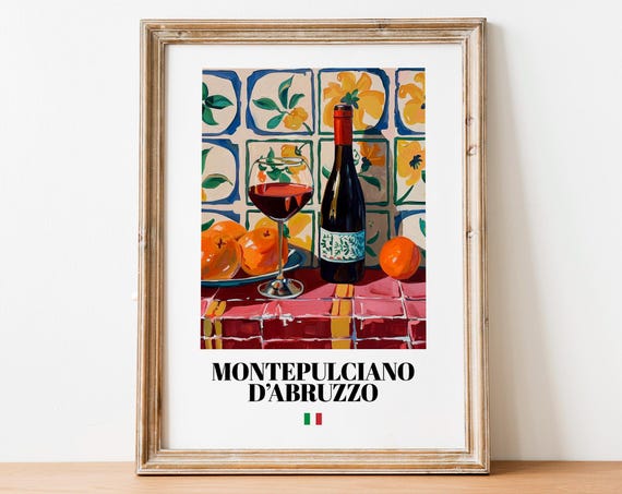 Montepulciano D'Abruzzo Italian Red Wine Citrus Tile Painting Decor Poster