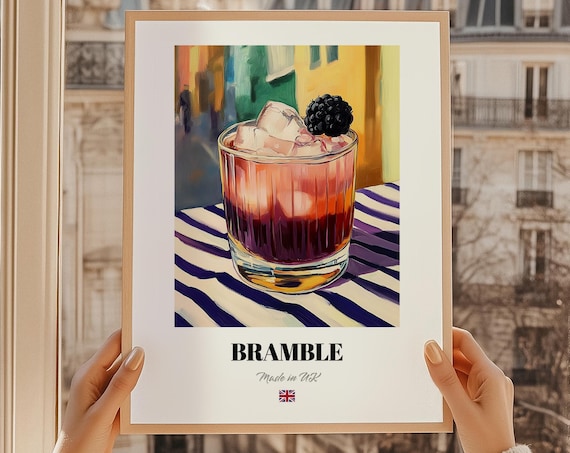 Bramble English Cocktail Poster Bar Dcor Wall Art Britishfriend Gift Kitchen