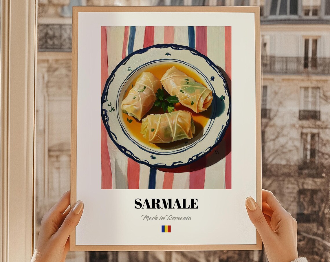 Sarmale Wall Art Print Poster Romanian Cuisine Stuffed Cabbage Friend Gift Romania Cafe