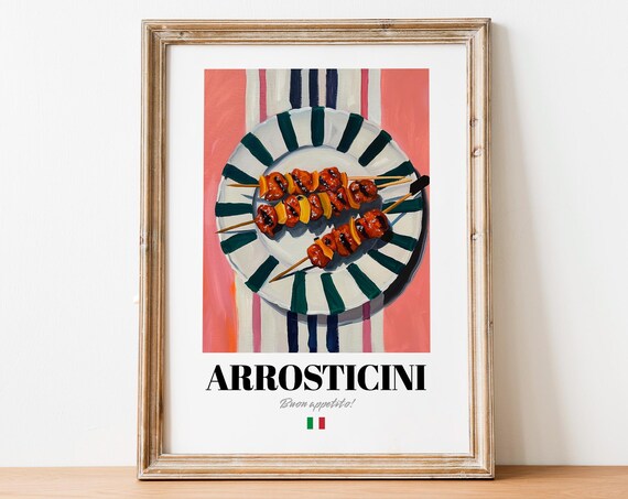 Italian Arrosticini Poster Skewer Art For Restaurant And Caf Walls
