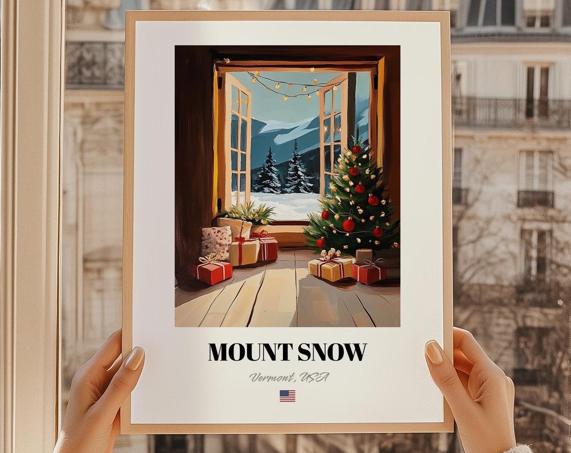 Mount Snow Vermont Open Window Christmas Tree Mountain View Poster