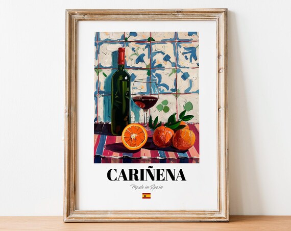 Handdrawn Cariena Print Poster Boho Retro Wine Art For Homes