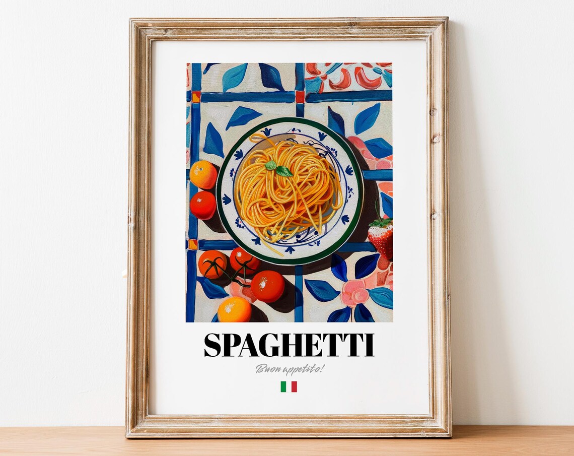 Italian Spaghetti Poster Noodle Art For Bistro And Caf Walls