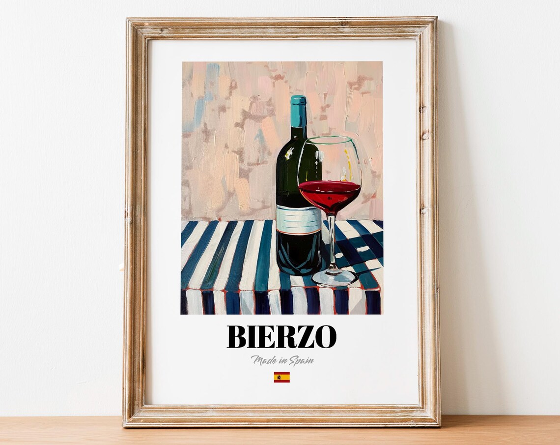 Spanish Bierzo Art Print Poster Vineyard Artwork For Cafs And Restaurants