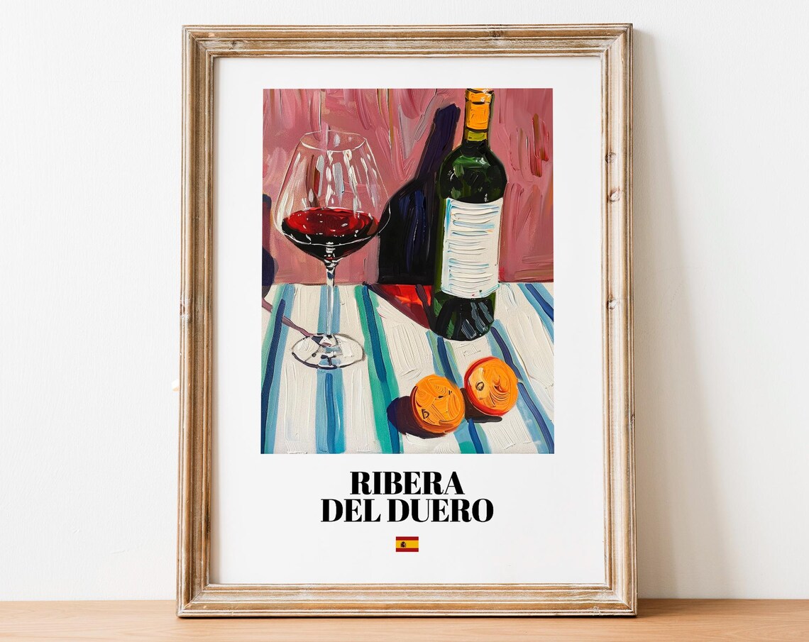 Spanish Ribera Del Duero Art Print Poster Vineyard Artwork For Bars And Cafs