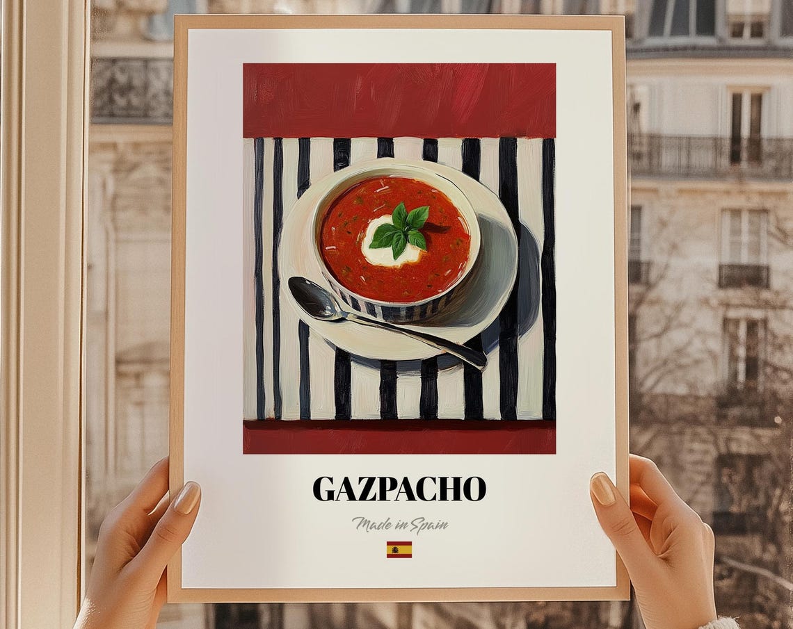 Gazpacho Spanish Cold Tomato Soup Summer Dinner Kitchen Art Poster