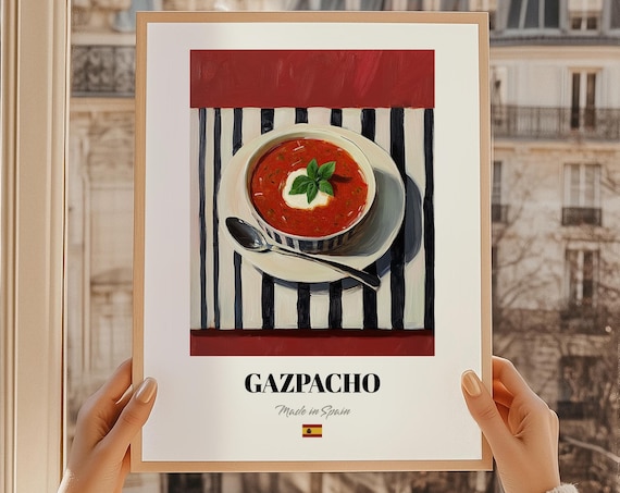 Gazpacho Spanish Cold Tomato Soup Summer Dinner Kitchen Art Poster