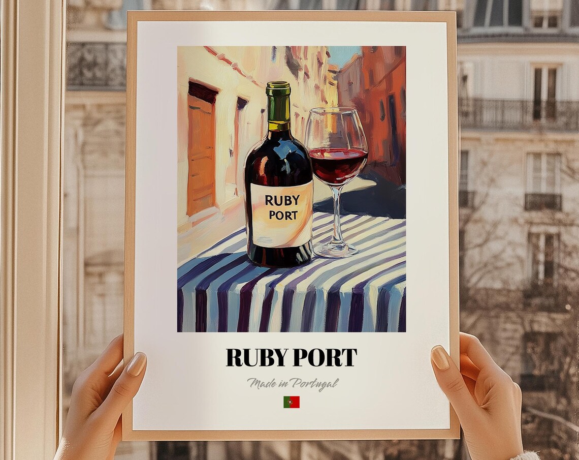Ruby Port Portuguese Wine Poster Portugal Bar Dcor Wall Art Friend Dining Room