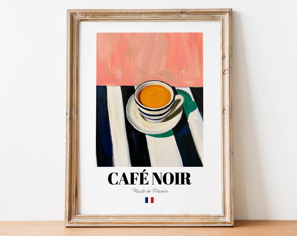 Retro Caf Noir Cup Print Poster Coffee Art For Homes And Cafs