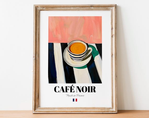 Retro Caf Noir Cup Print Poster Coffee Art For Homes And Cafs