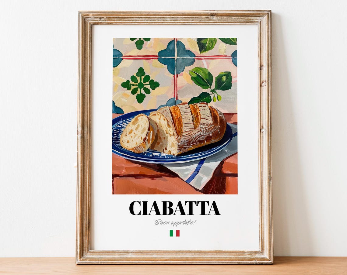 Ciabatta Rustic Italian Bread Loaf Mediterranean Tile Poster