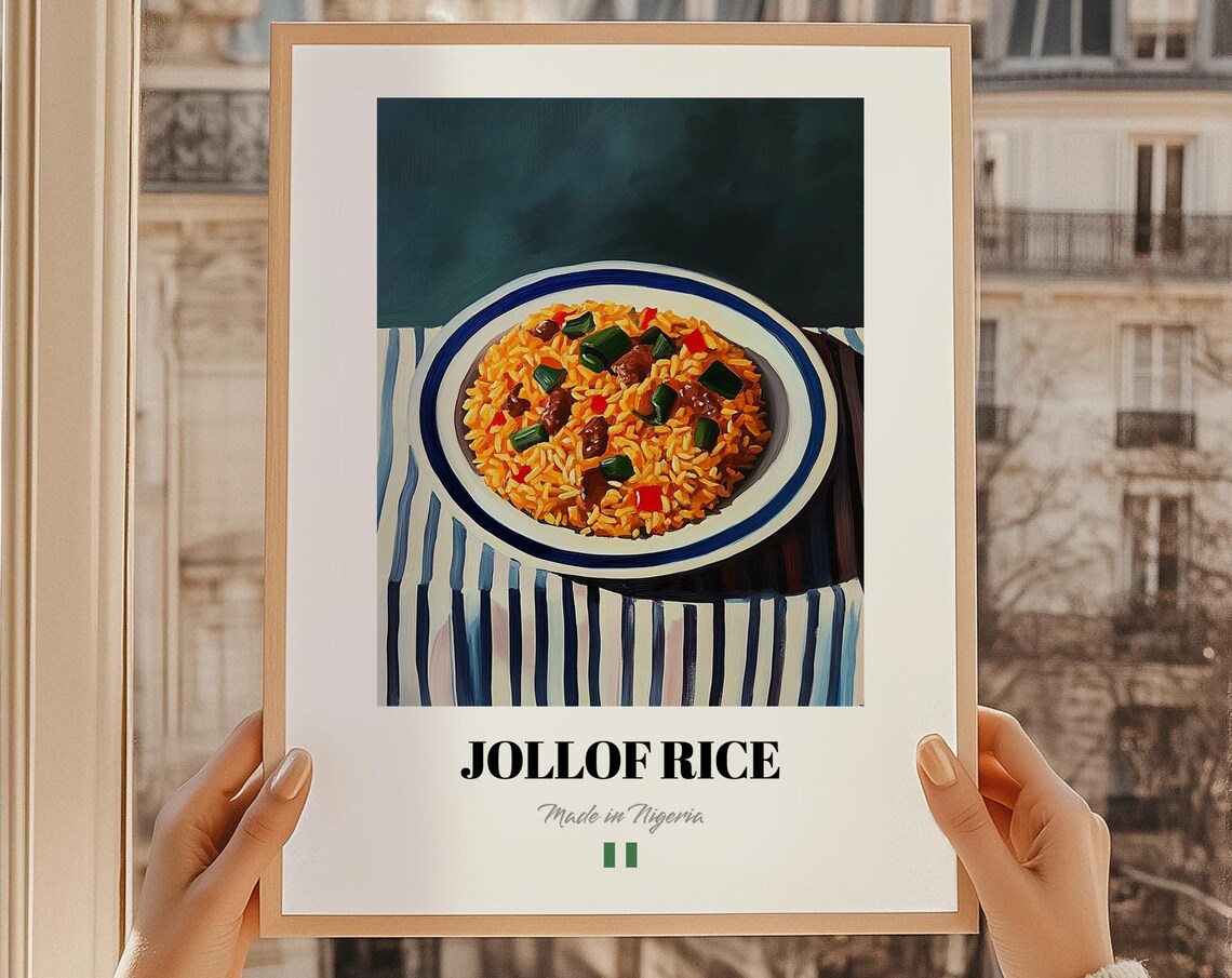 Jollof Rice Nigerian Smoky Party Dish Food Illustration Kitchen Art Poster