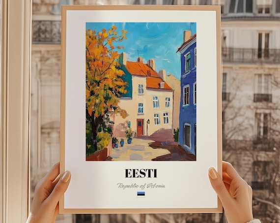 Eesti Republic Of Estonia Wall Art Oil Painting Reproduction Poster Estonian Friend Gift Home Office Decor