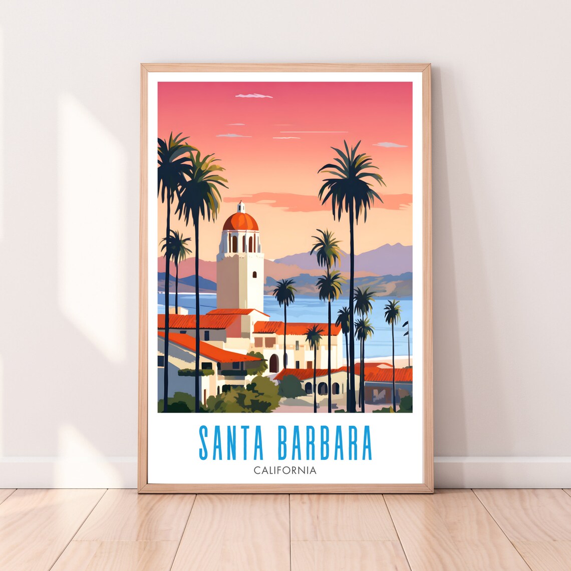 Santa Barbara Travel Poster, California Wall Art Print