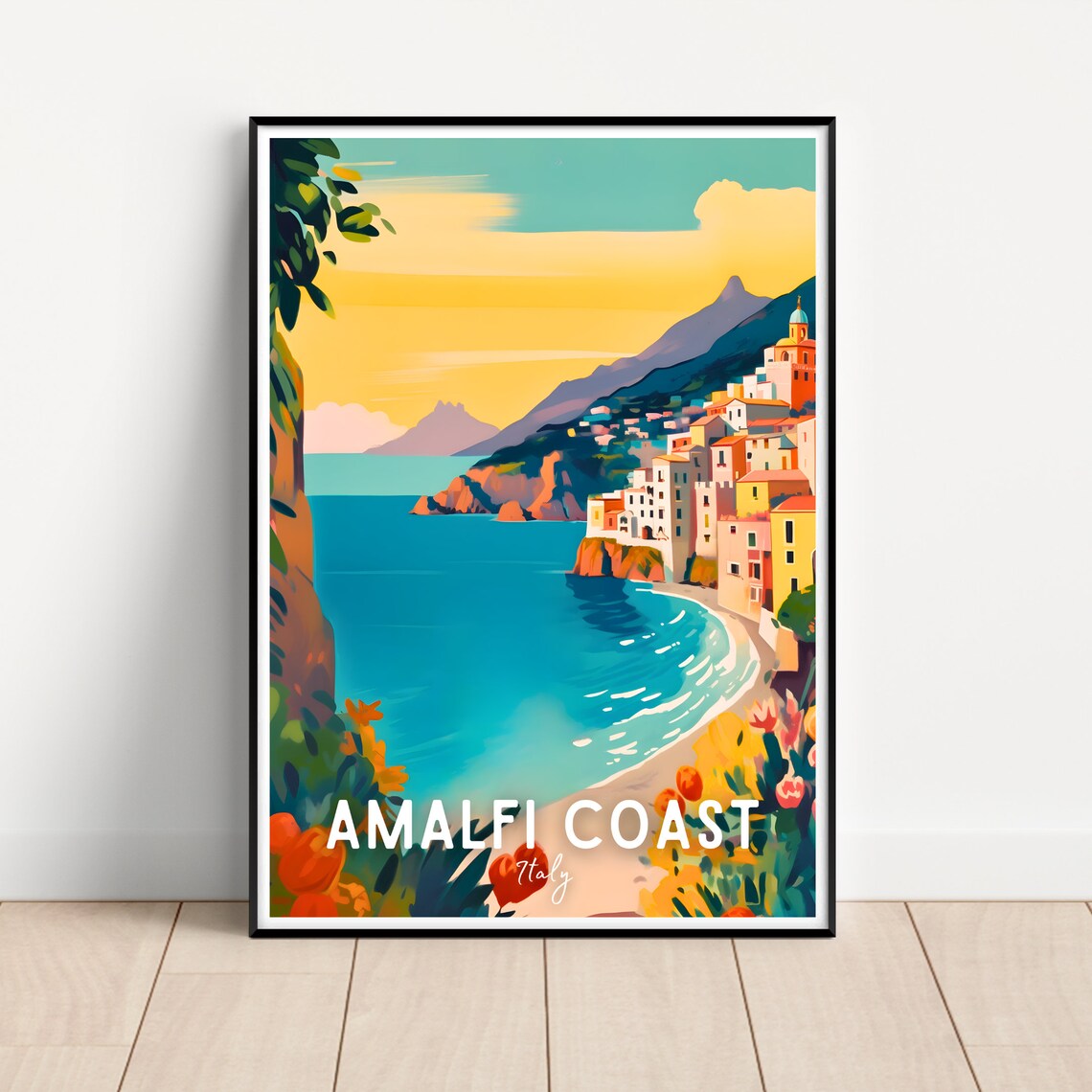 Amalfi Coast Travel Poster, Italy Art Print
