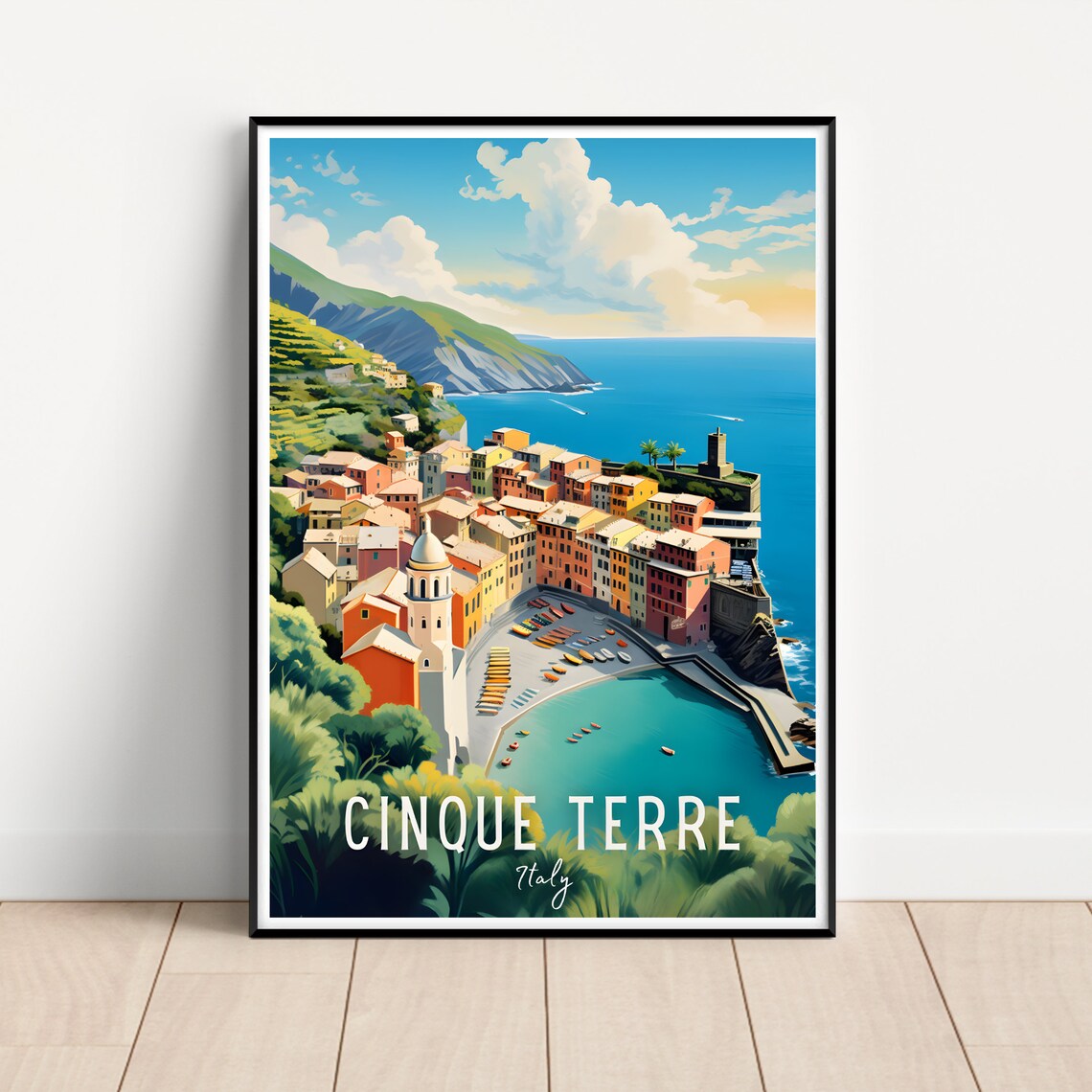 Cinque Terre Travel Poster, Vernazza Italy Art Print