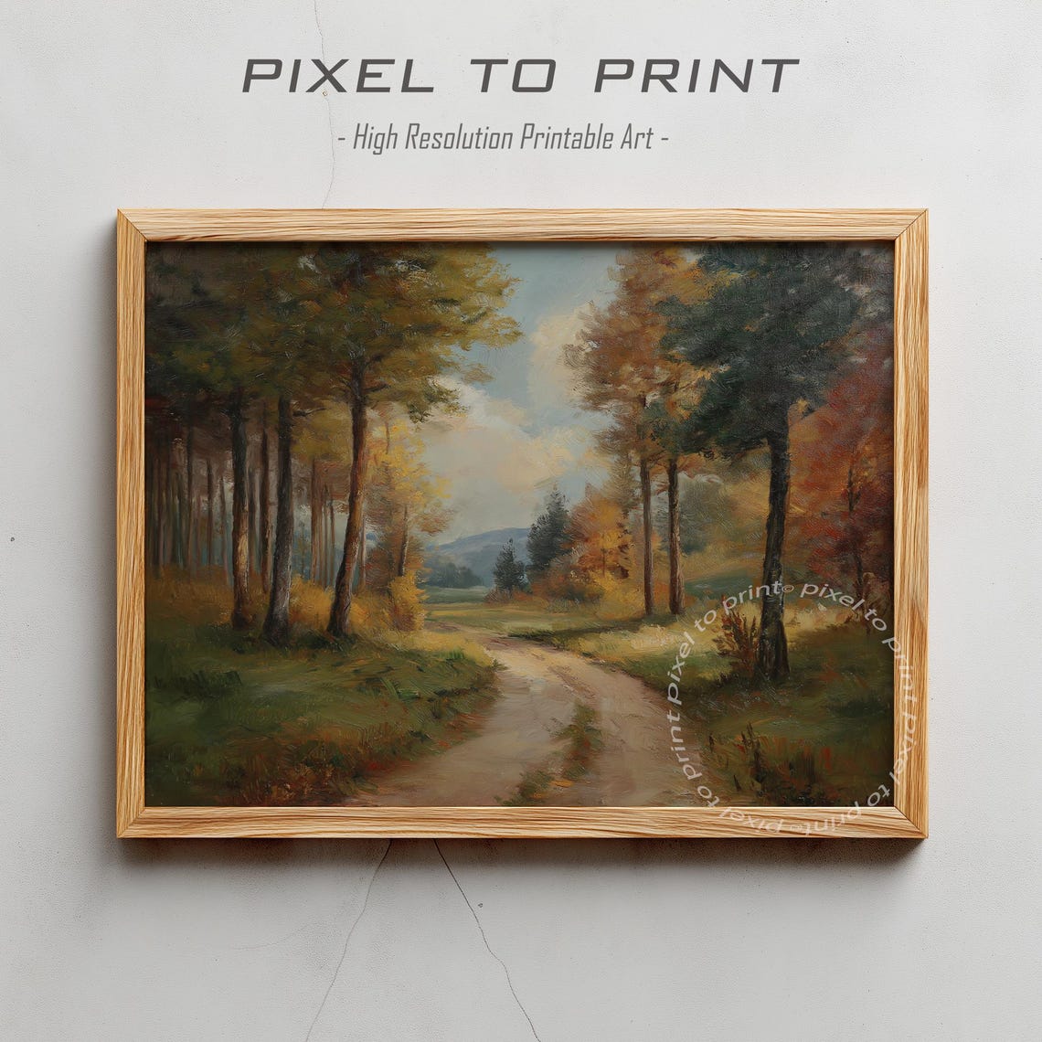 Vintage Fall Landscape Painting Autumn Forest Print
