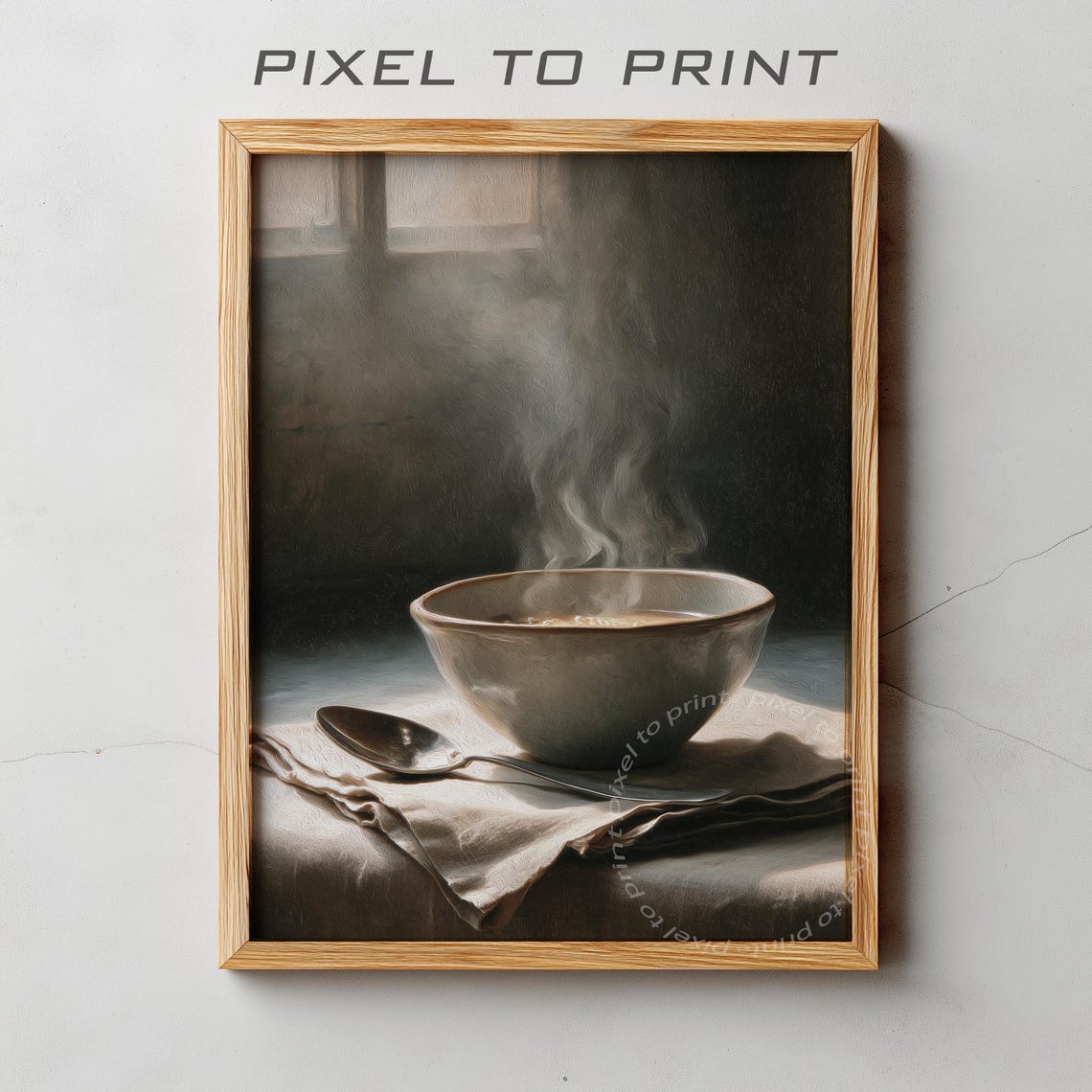 Steaming Soup Bowl Chiaroscuro Still Life Oil Painting Poster